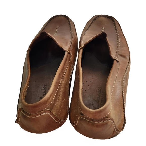 Clarks Tan Leather Comfort Loafers Size 12M - Picture 4 of 7
